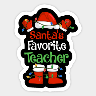 Santa's Favorite Teacher Funny Christmas Pajamas Sticker